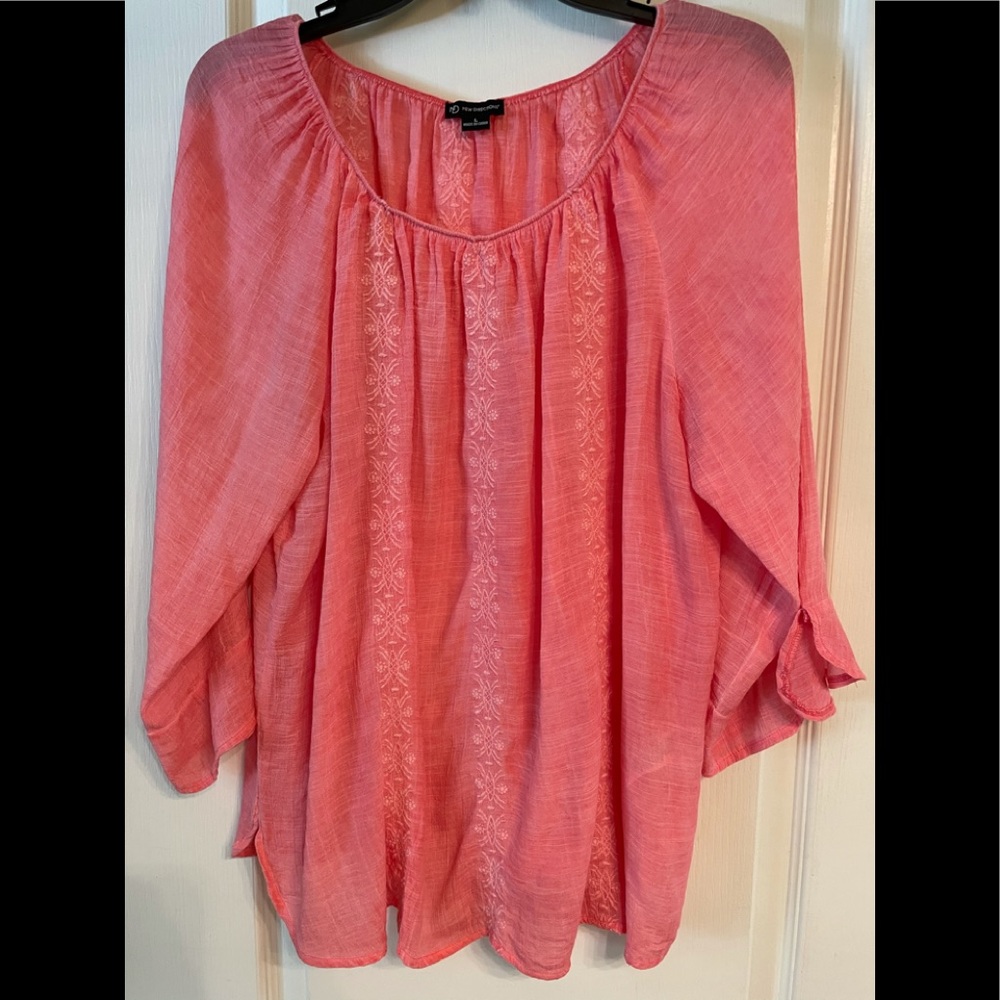 New Directions Tunic Top Boho Large Melon Color